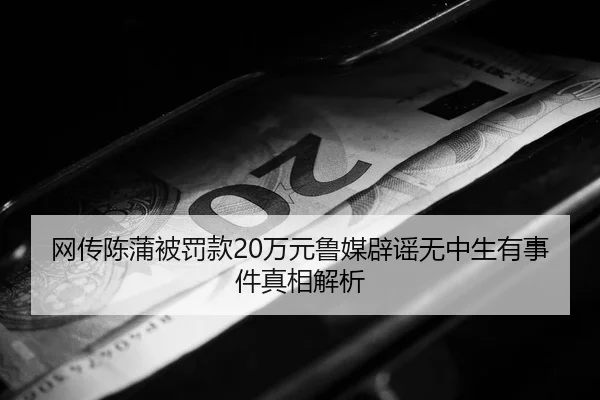 网传陈蒲被罚款20万元鲁媒辟谣无中生有事件真相解析